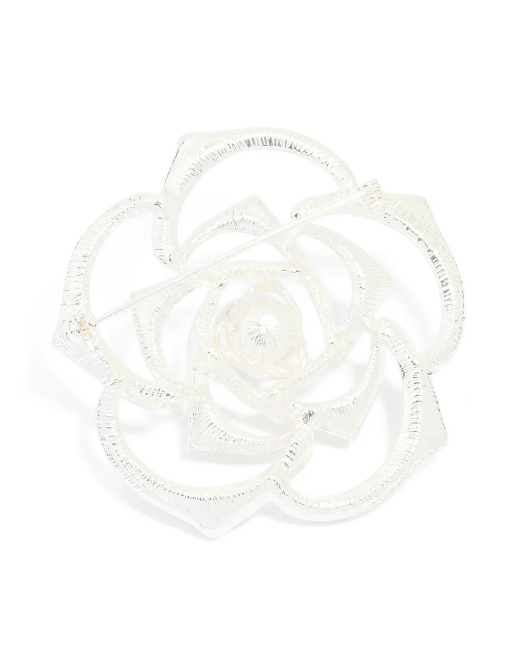 Silver Diamante & Pearl Rose Brooch - Image 3