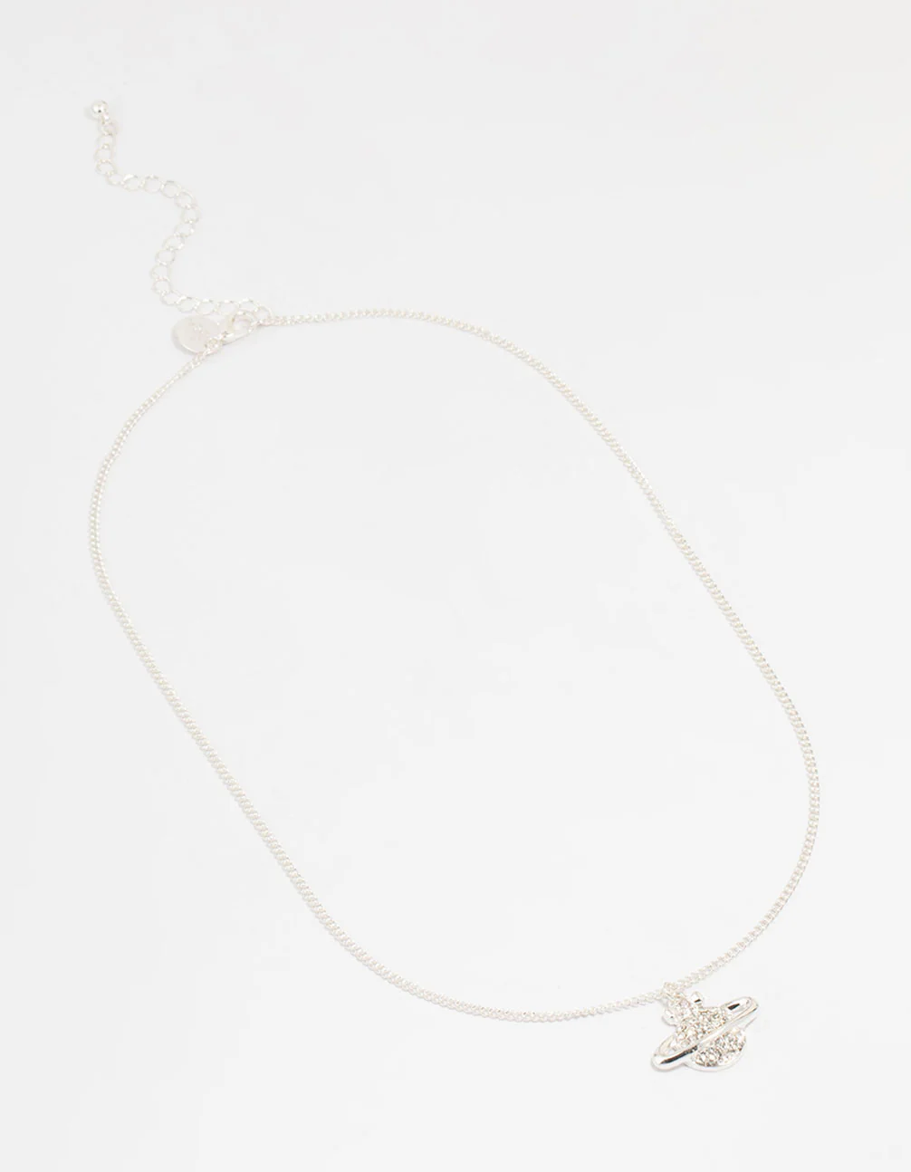 Silver Diamante Planet Pendant Necklace - Image 4