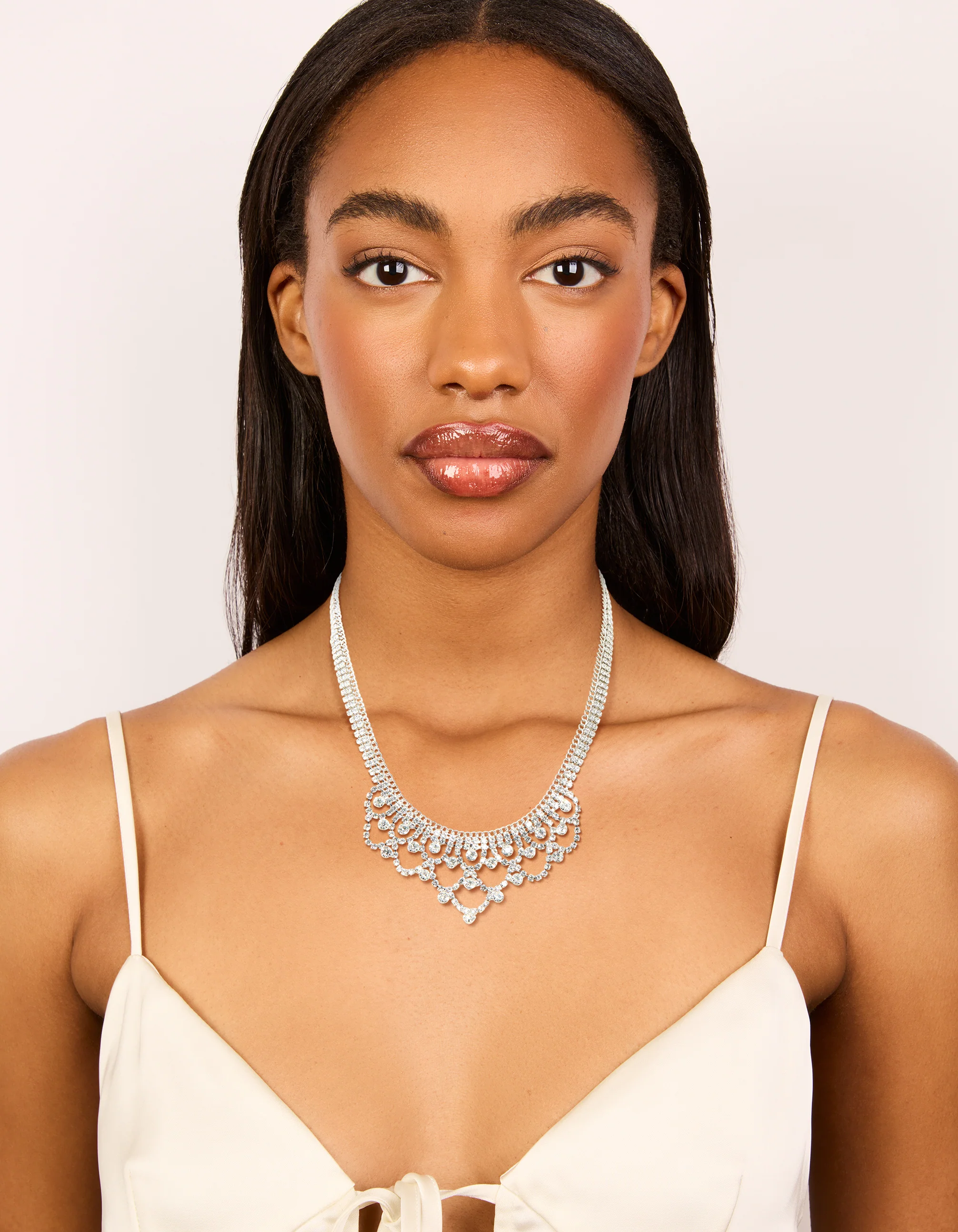 Silver Diamante Princess Statement Necklace - Image 3