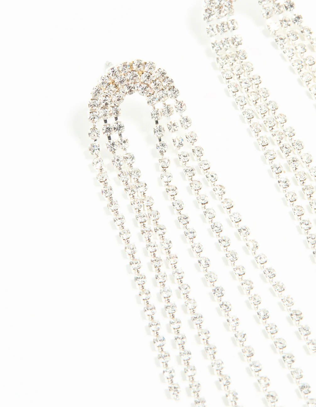 Silver Diamante Rainbow Shaped Cupchain Drop Earrings - Image 4