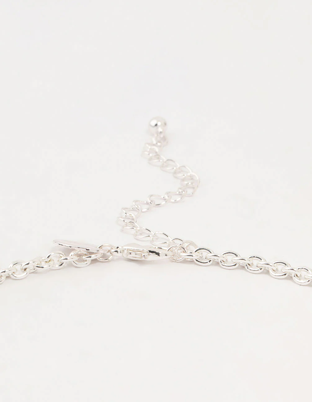 Silver Diamante Rectangular Chain Necklace - Image 5