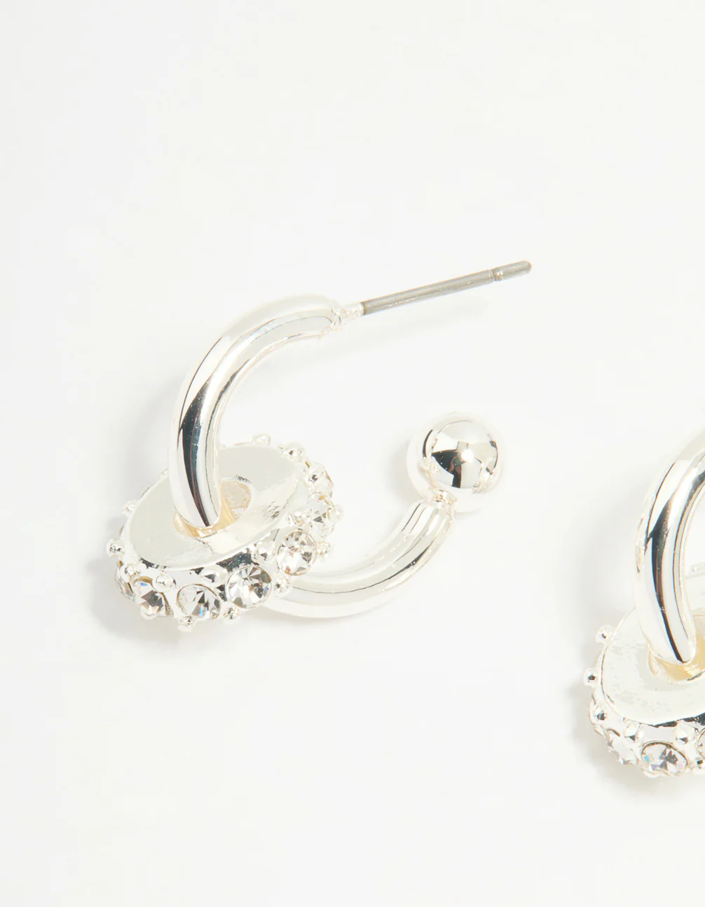 Silver Diamante Rondell Hoop Earrings - Image 4