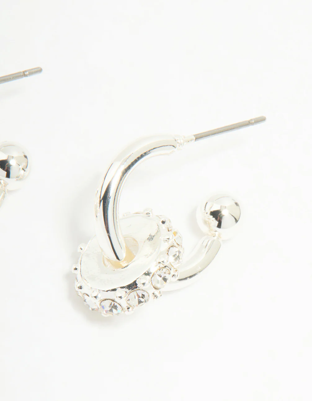 Silver Diamante Rondell Hoop Earrings - Image 5