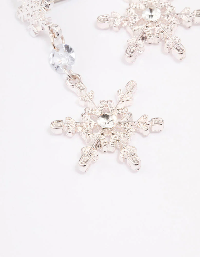 Silver Diamante Snowflake Drop Earrings - Image 2