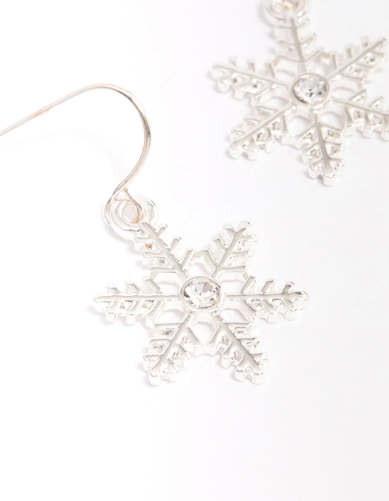 Silver Diamante Snowflake Drop Earrings - Image 2