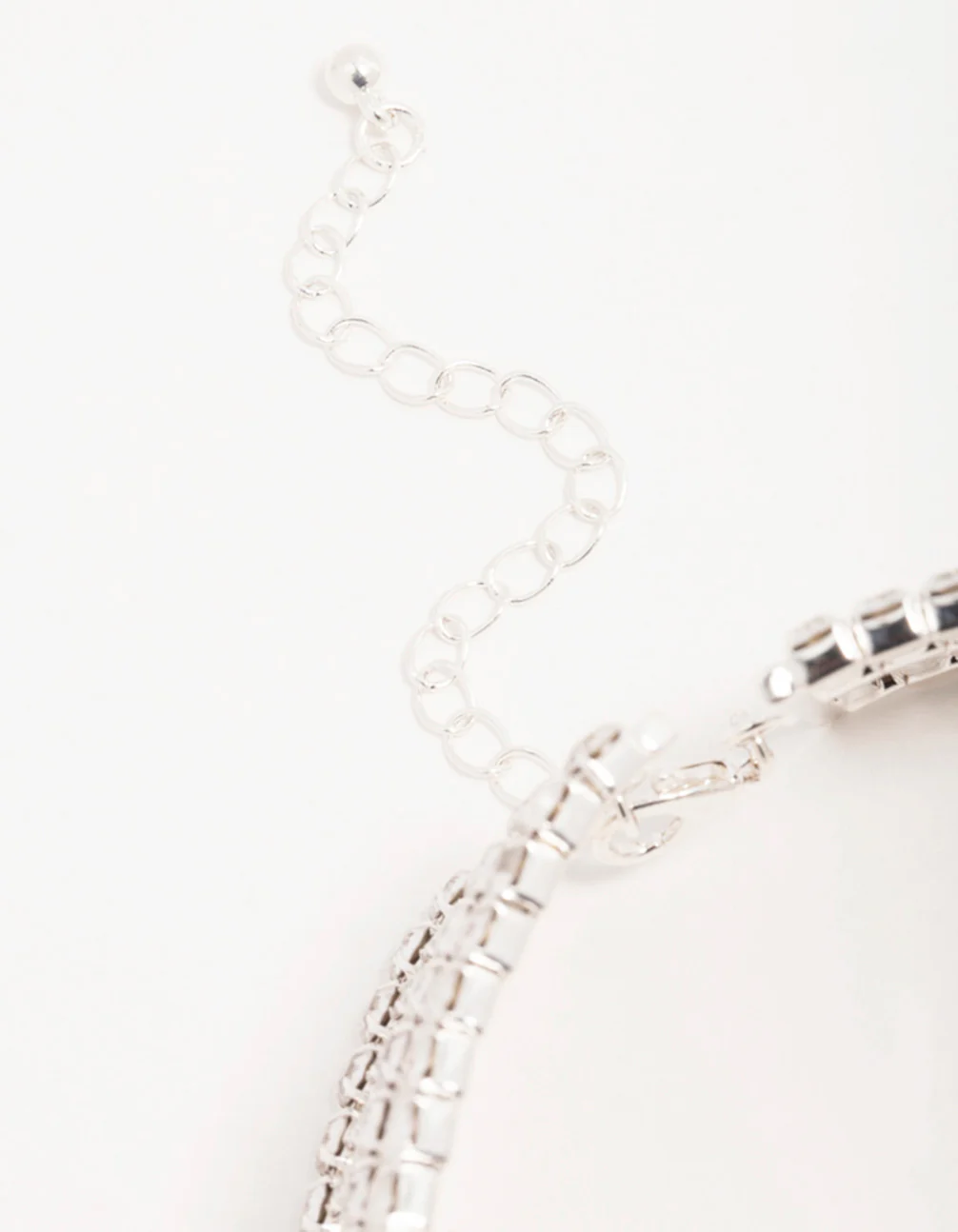 Silver Diamante Stacked Cupchain Choker Necklace - Image 3