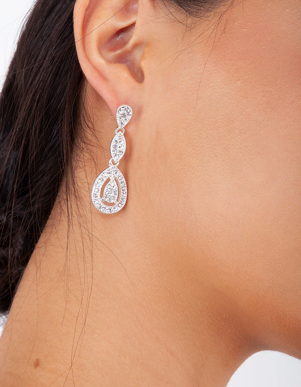 Silver Diamante Stone Set Cut-Out Earring - Image 4