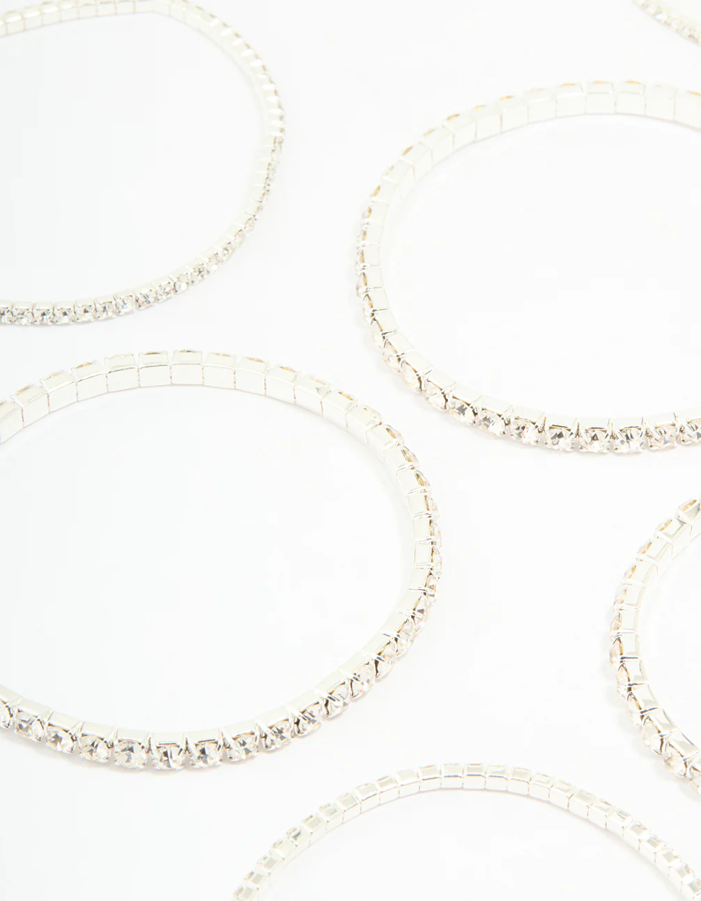 Silver Diamante Stretch Bracelets 8-Pack - Image 2