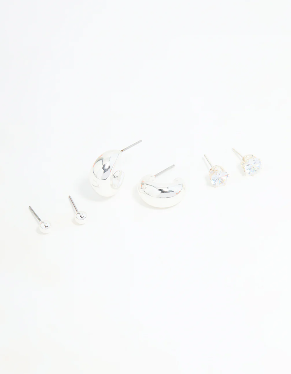 Silver Diamante Teardrop Stud & Drop Earrings Pack