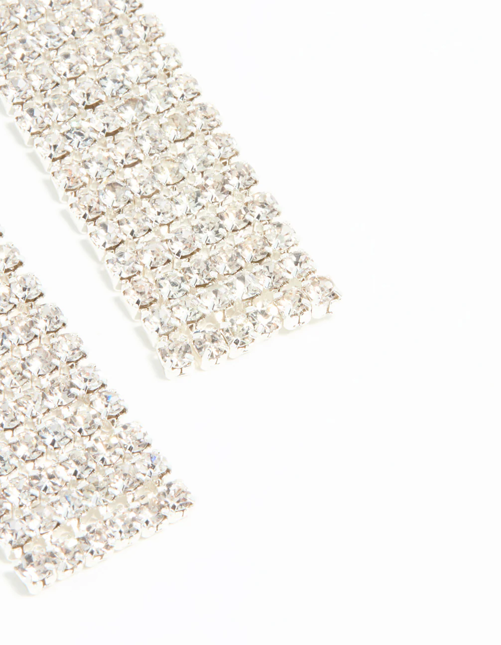 Silver Diamante Thick Straight Cupchain Drop Earrings - Image 5