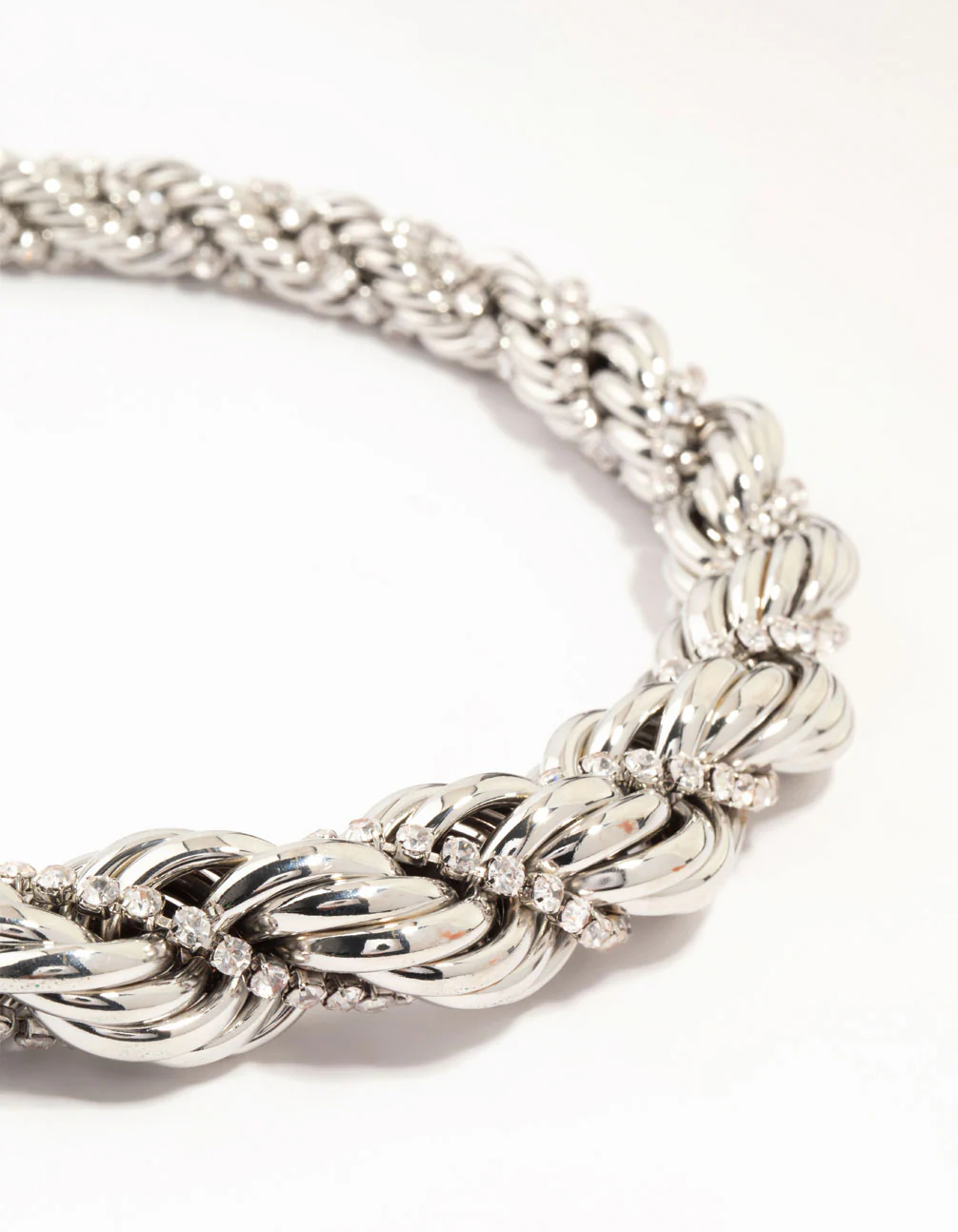 Silver Diamante Twisted Large Short Necklace - Image 2