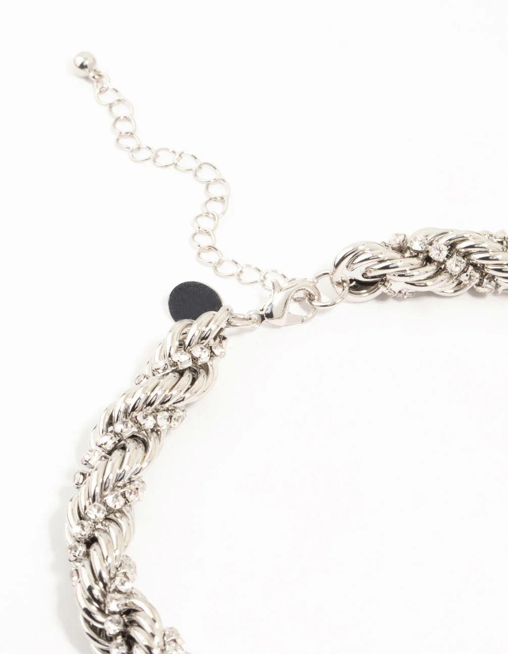 Silver Diamante Twisted Large Short Necklace - Image 3