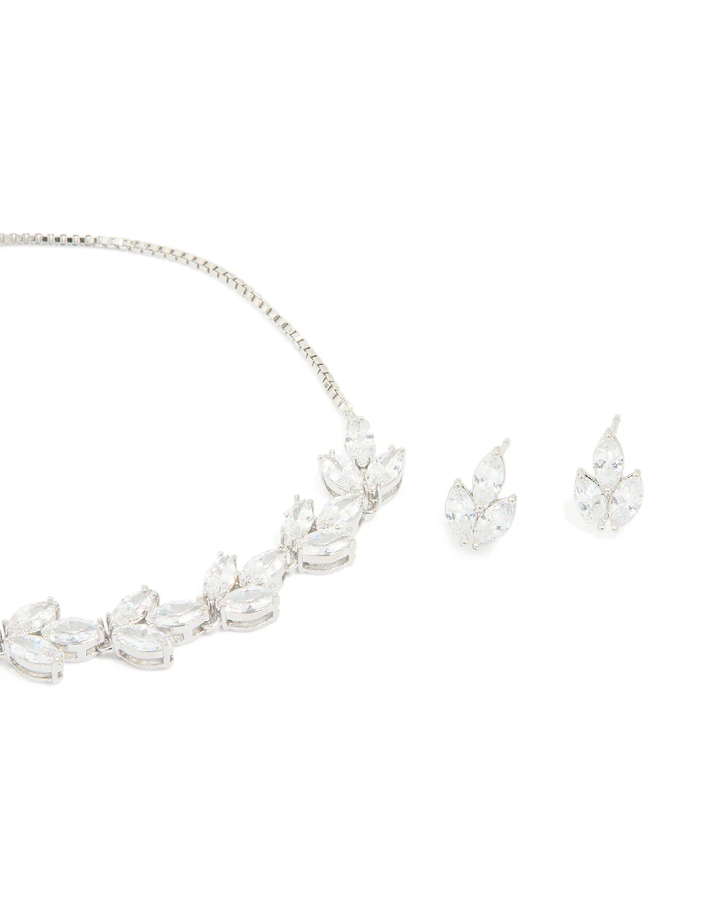 Silver Diamante Vine Toggle Bracelet & Earrings Set - Image 2