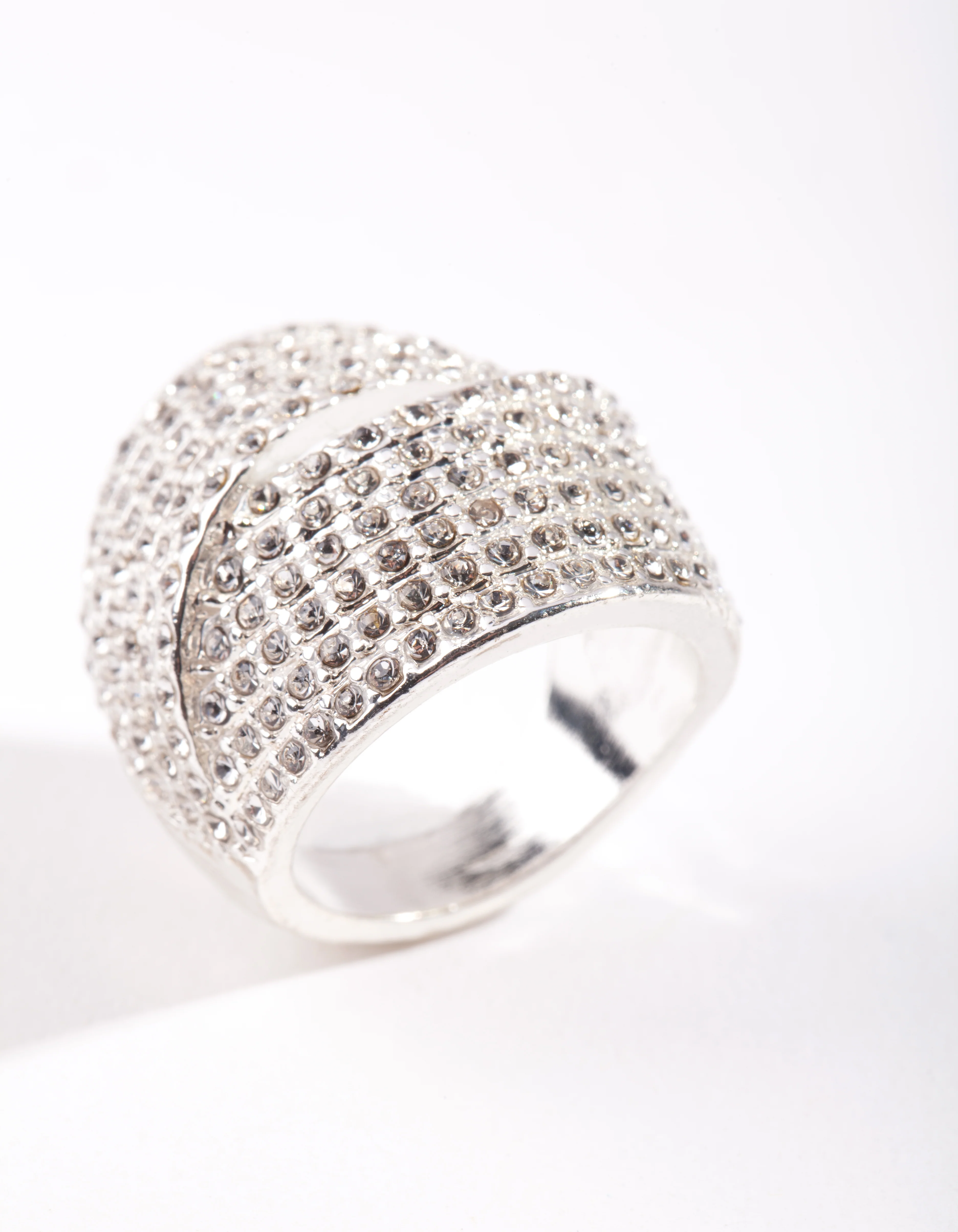 Silver Diamante Fold Ring - Image 2