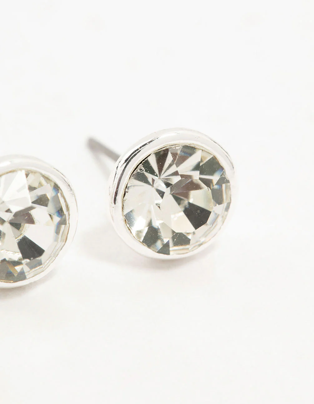 Silver Diamante With Frame Stud Earrings - Image 5