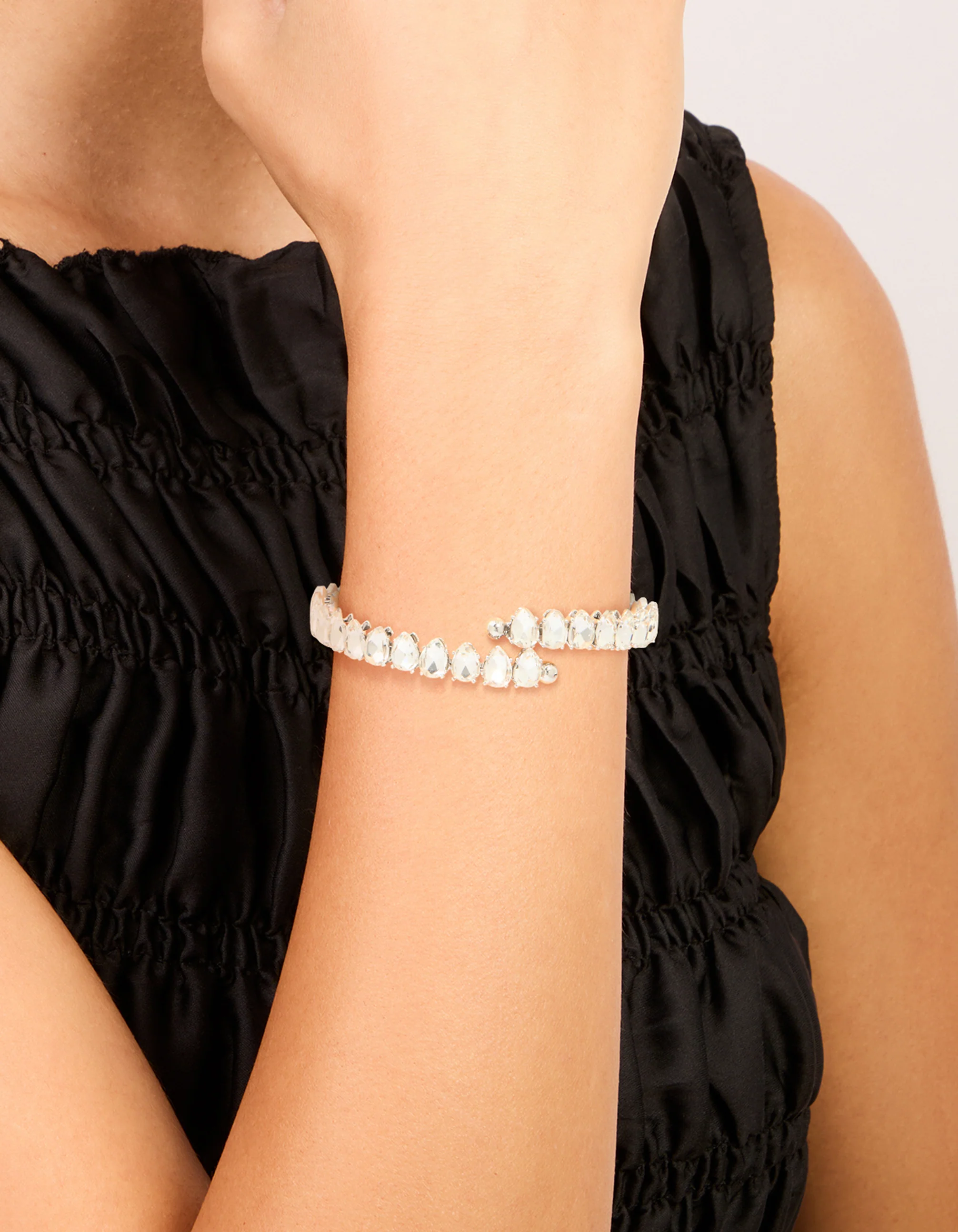 Silver Diamante Wrapped Bangle - Image 2