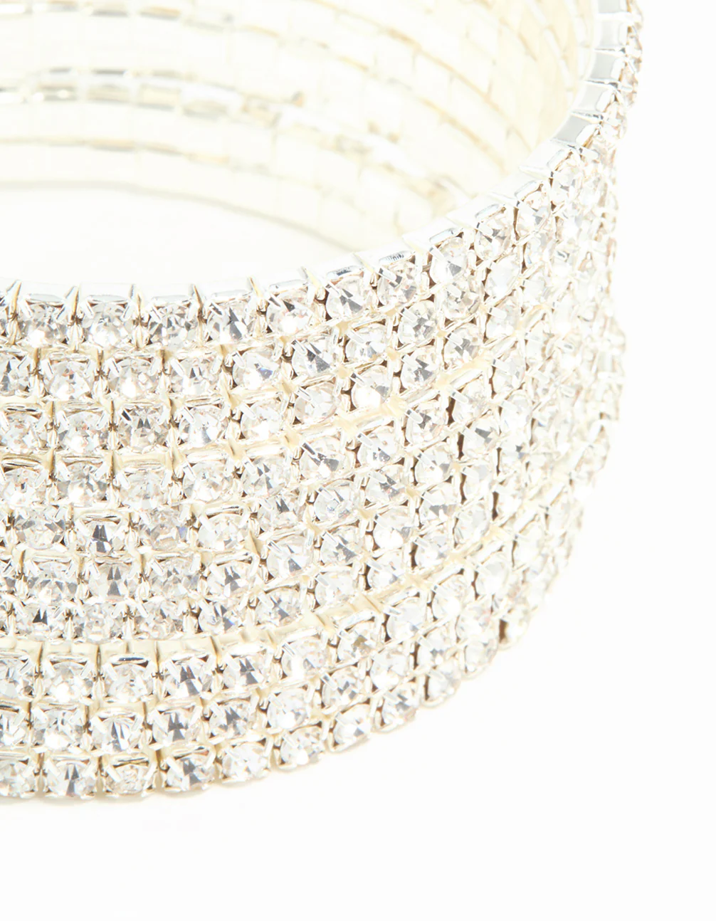 Silver Diamante Wrapped Multirow Wrist Cuff - Image 2
