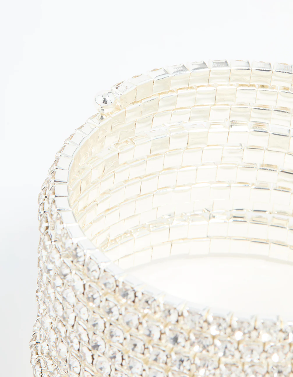 Silver Diamante Wrapped Multirow Wrist Cuff - Image 3