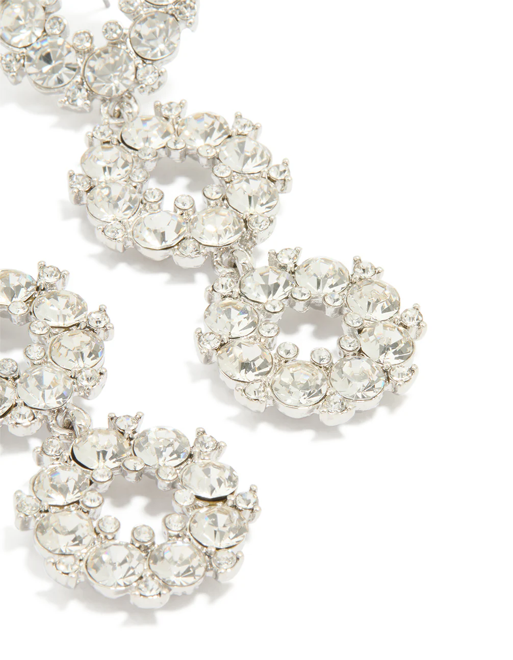 Silver DiamanteTriple Circle Loop Drop Earrings - Image 3