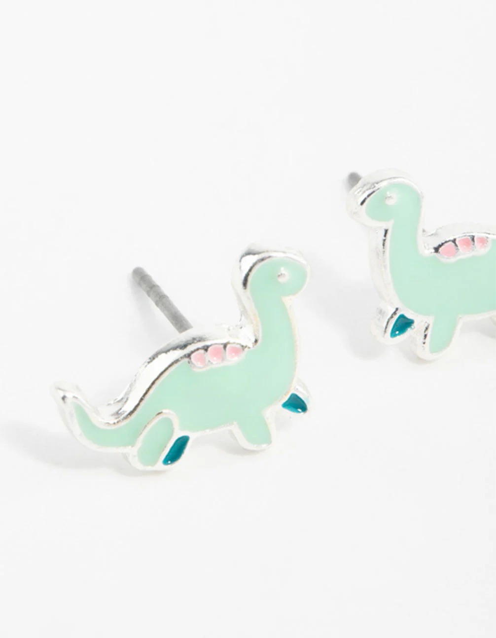 Silver Dinosaur Cartoon Stud Earrings - Image 2