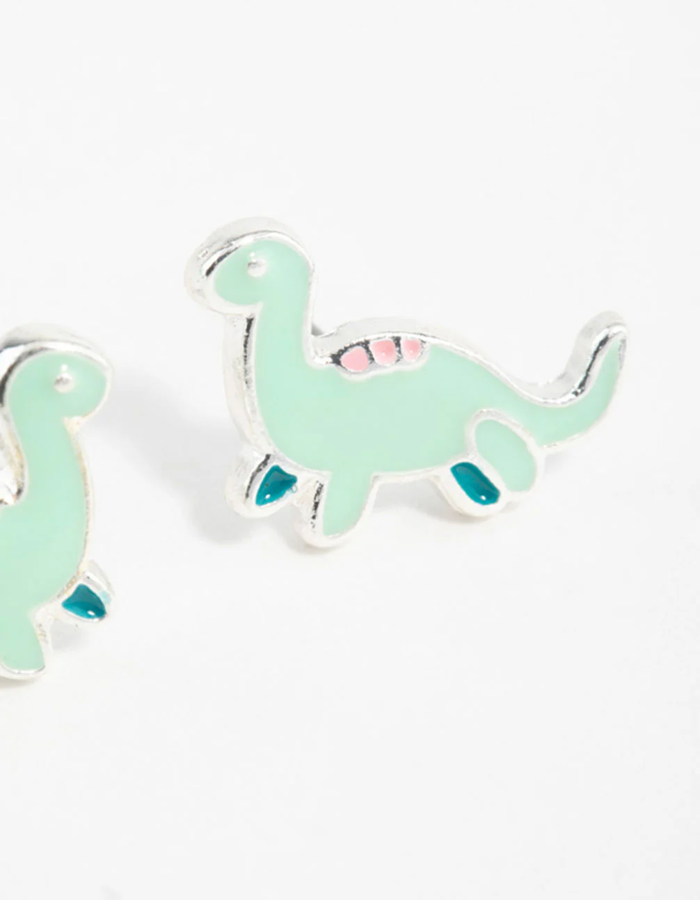 Silver Dinosaur Cartoon Stud Earrings - Image 3