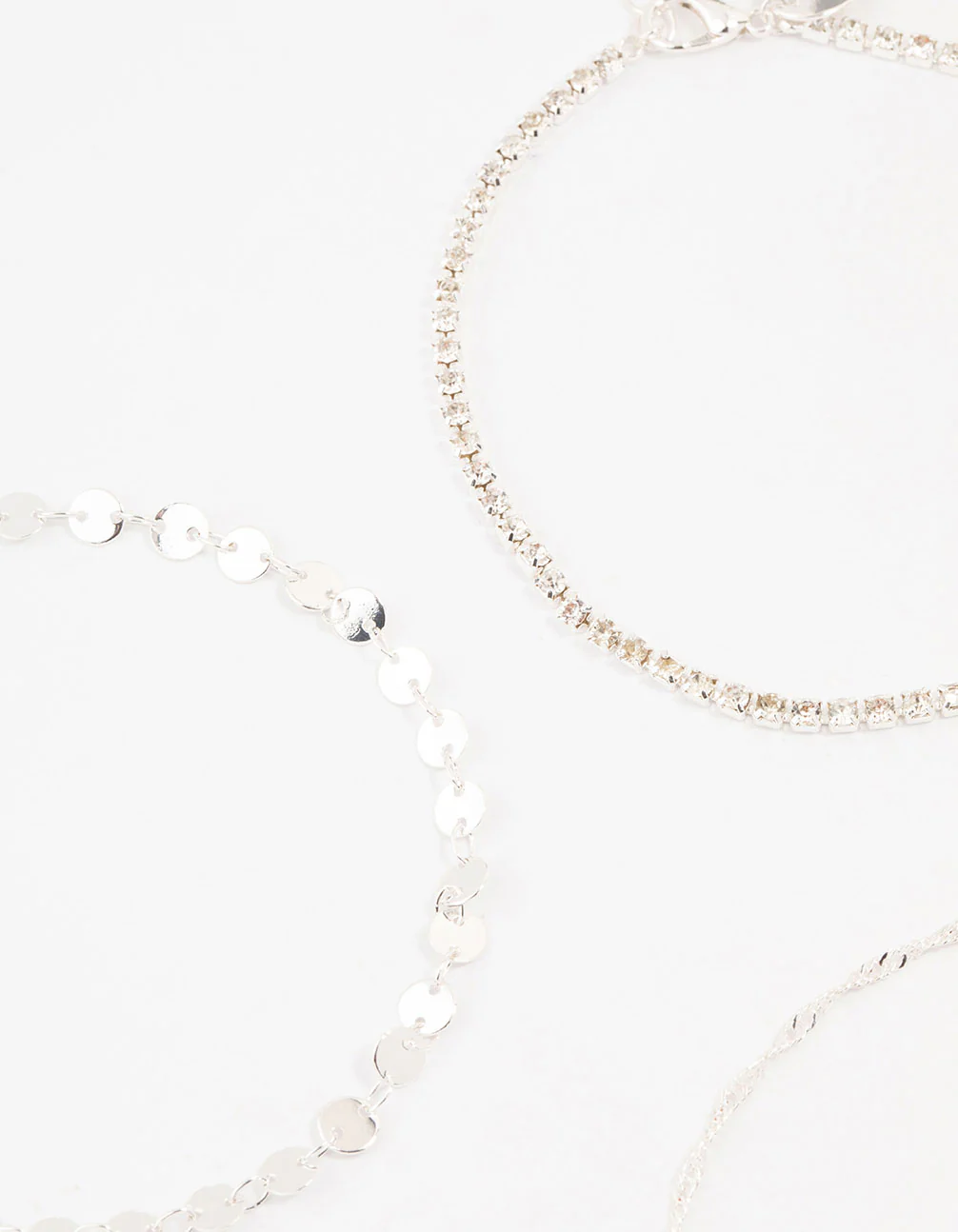 Silver Disc & Cupchain Anklets 3-Pack - Image 2
