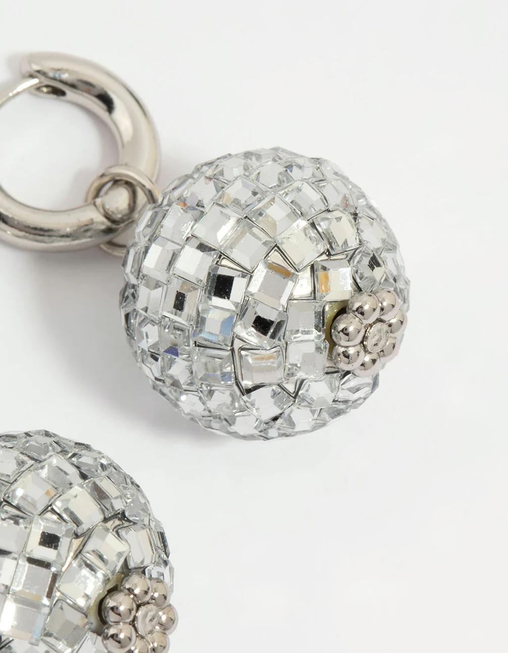 Silver Disco Ball Drop Earrings - Image 5