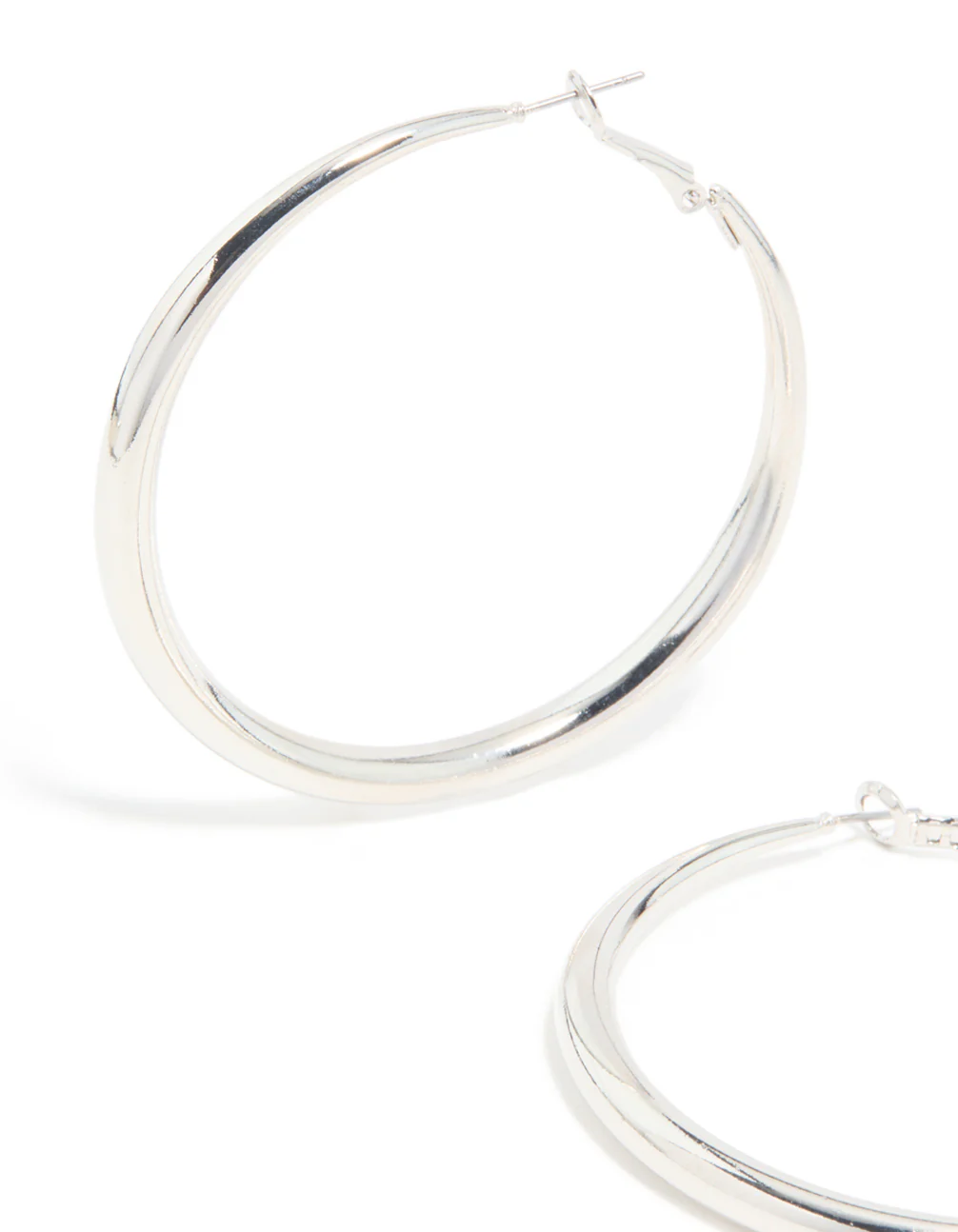Silver Dome Hoop Earrings - Image 2