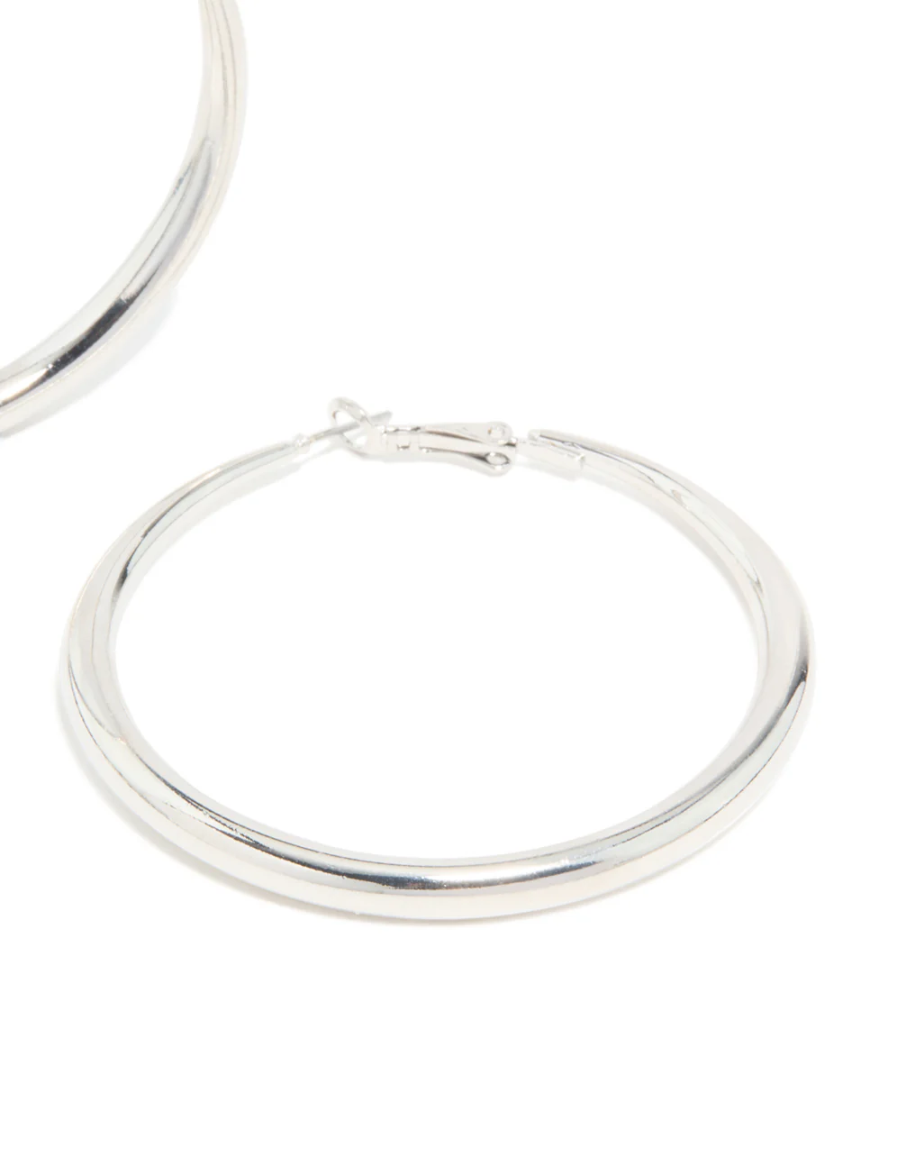 Silver Dome Hoop Earrings - Image 3