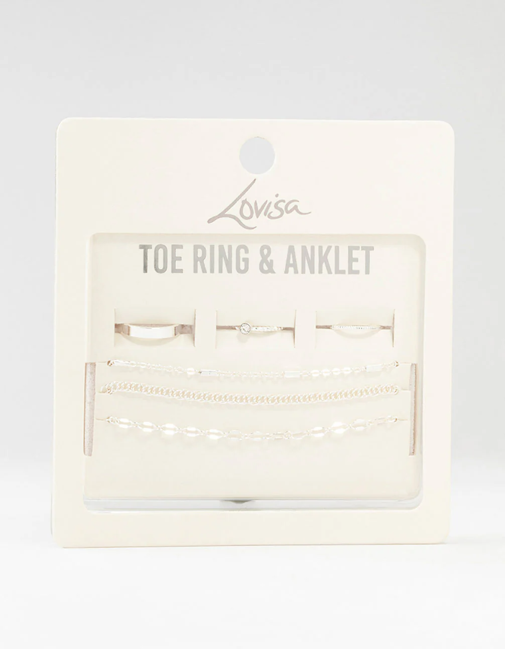 Silver Dumbell Anklet & Toe Rings Set - Image 3