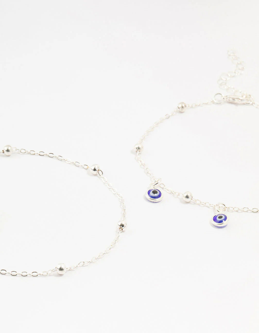 Silver Evil Eye Anklets 2-Pack - Image 2