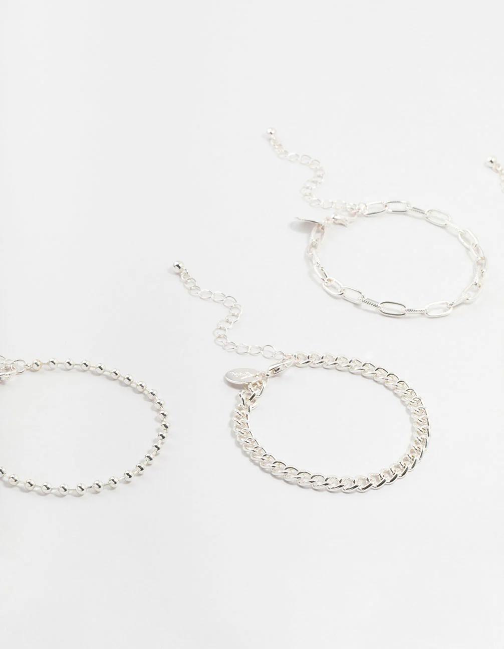 Silver Figaro & Ball Bracelets 5-Pack - Image 2