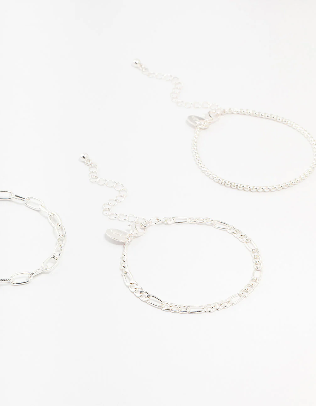 Silver Figaro & Ball Bracelets 5-Pack - Image 3