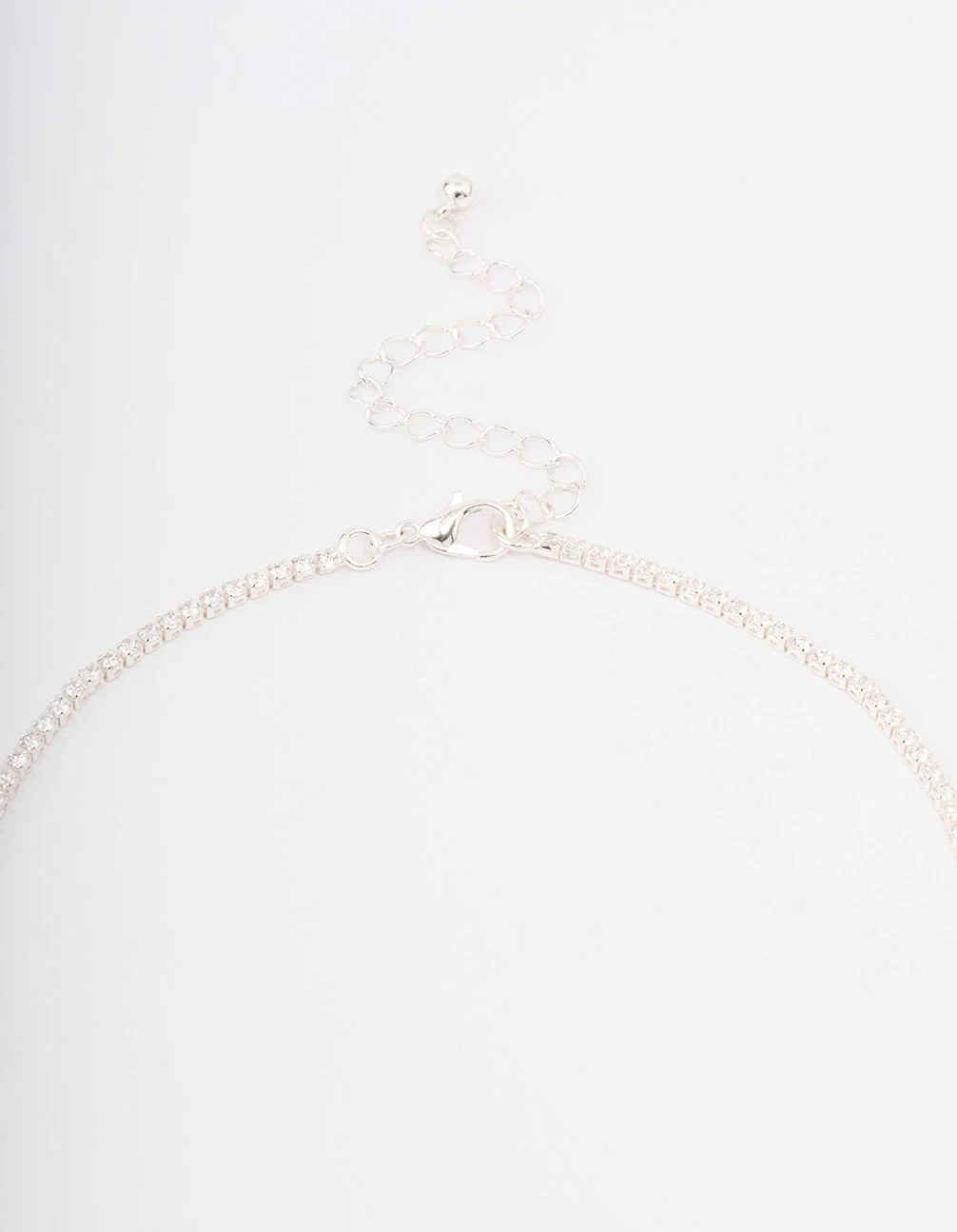 Silver Fine Ribbon Cubic Zirconia Lariat Necklace - Image 3