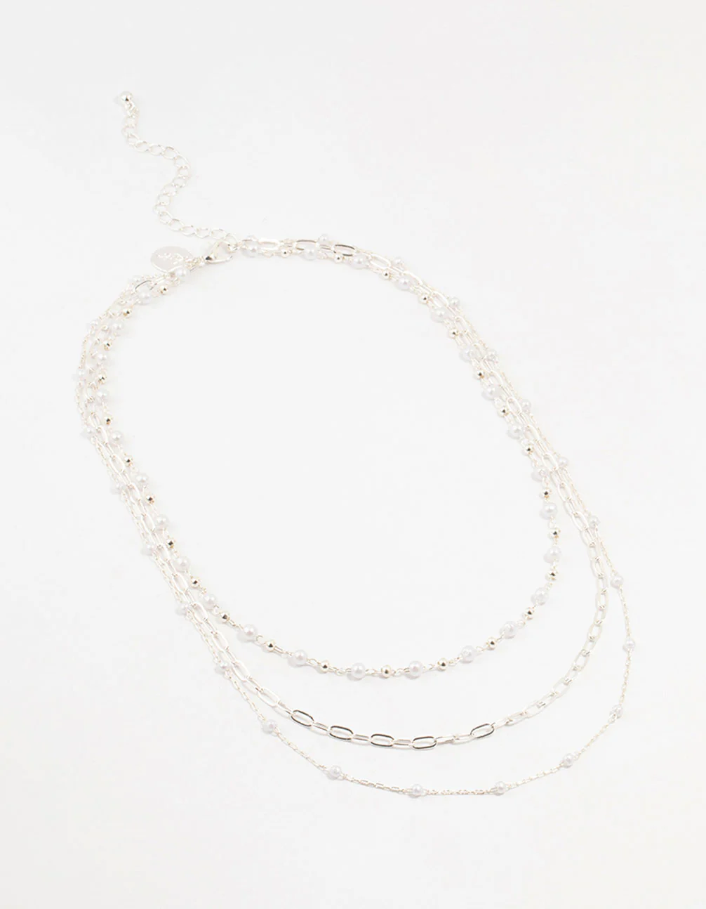 Silver Fine Station Pearl Necklace - Image 2