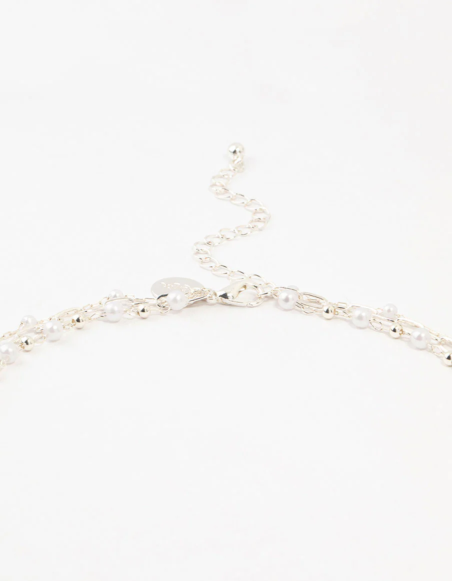 Silver Fine Station Pearl Necklace - Image 3