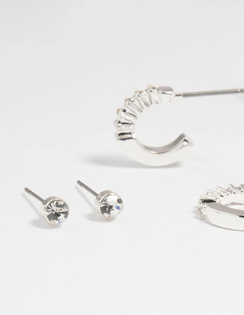 Silver Flower & Butterfly Mixed Earring Stack 6-Pack - Image 2