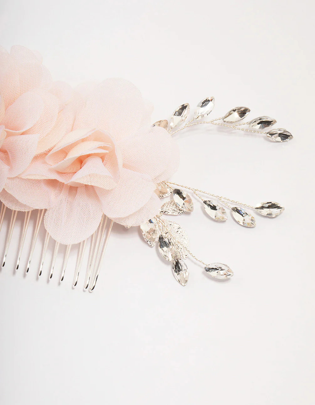 Silver Flower Crystal Leaf Hair Comb - Image 3