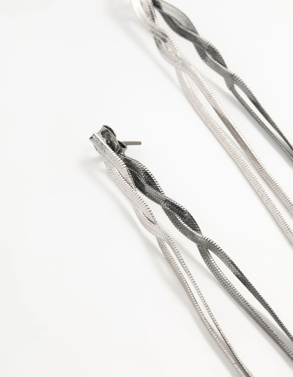 Silver Front Back Chain Drop Earrings - Image 2