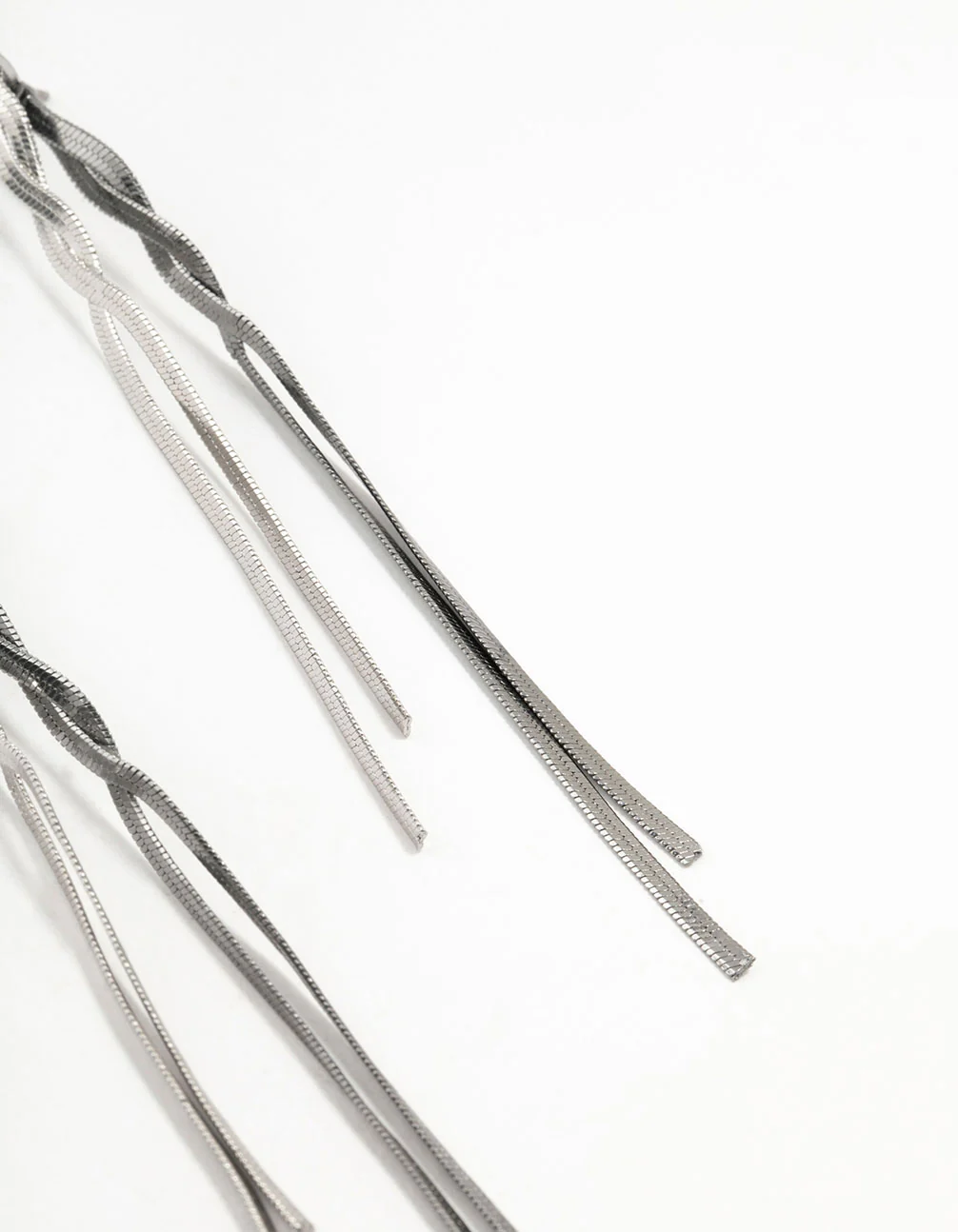Silver Front Back Chain Drop Earrings - Image 3