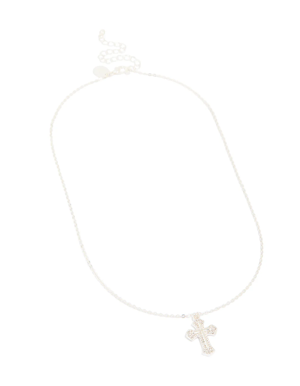Silver Gothic Cross Pendant Necklace - Image 2