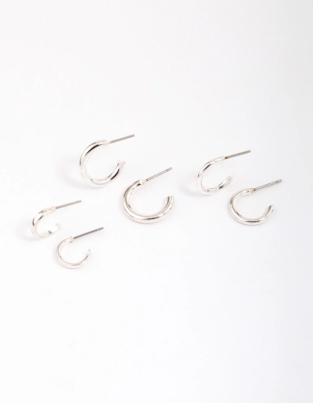 Silver Graduating Clean Huggie Hoop Earring 3-Pack