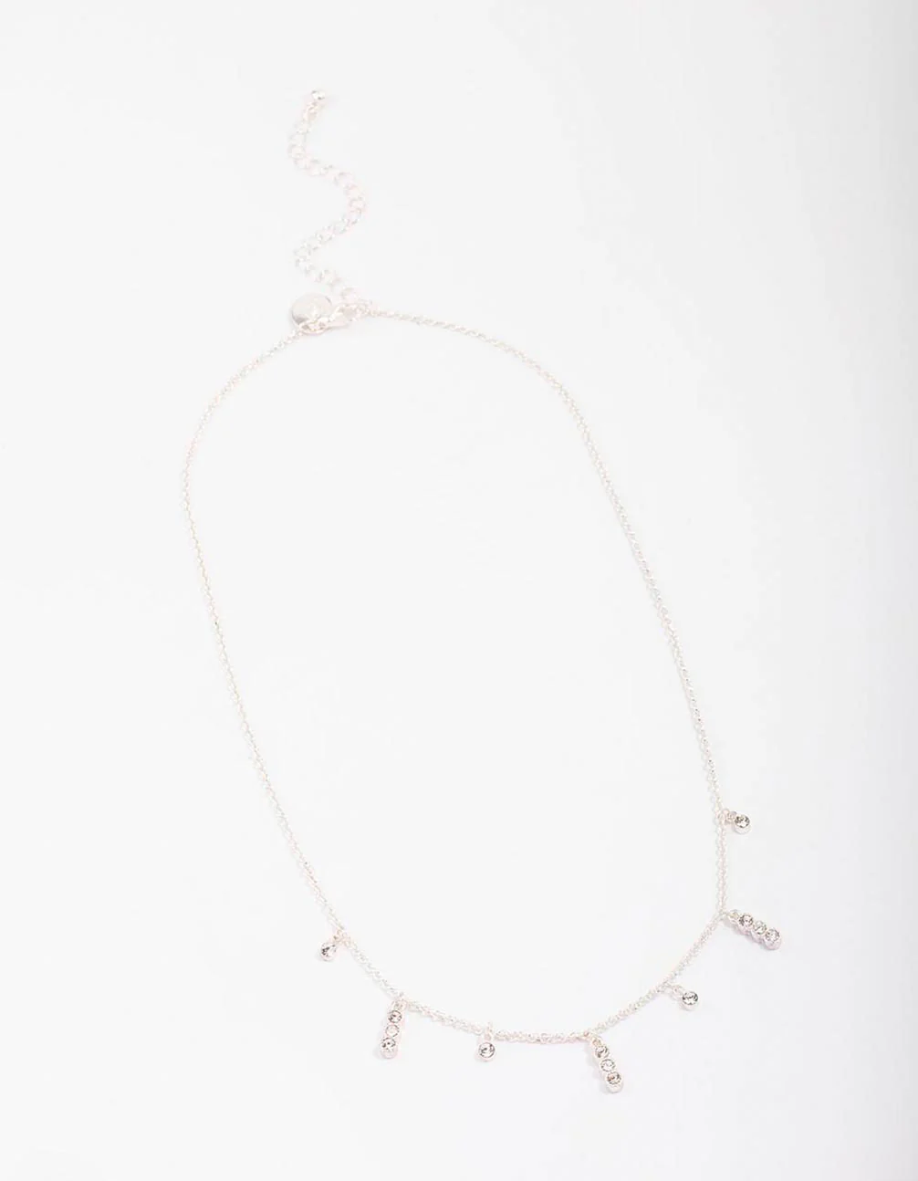 Silver Graduating Diamante Chain Necklace - Image 2