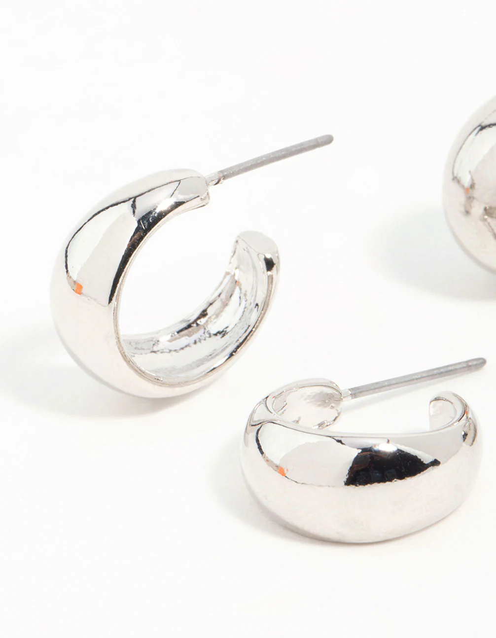 Silver Graduating Simple Hoop Earrings 3-Pack - Image 2