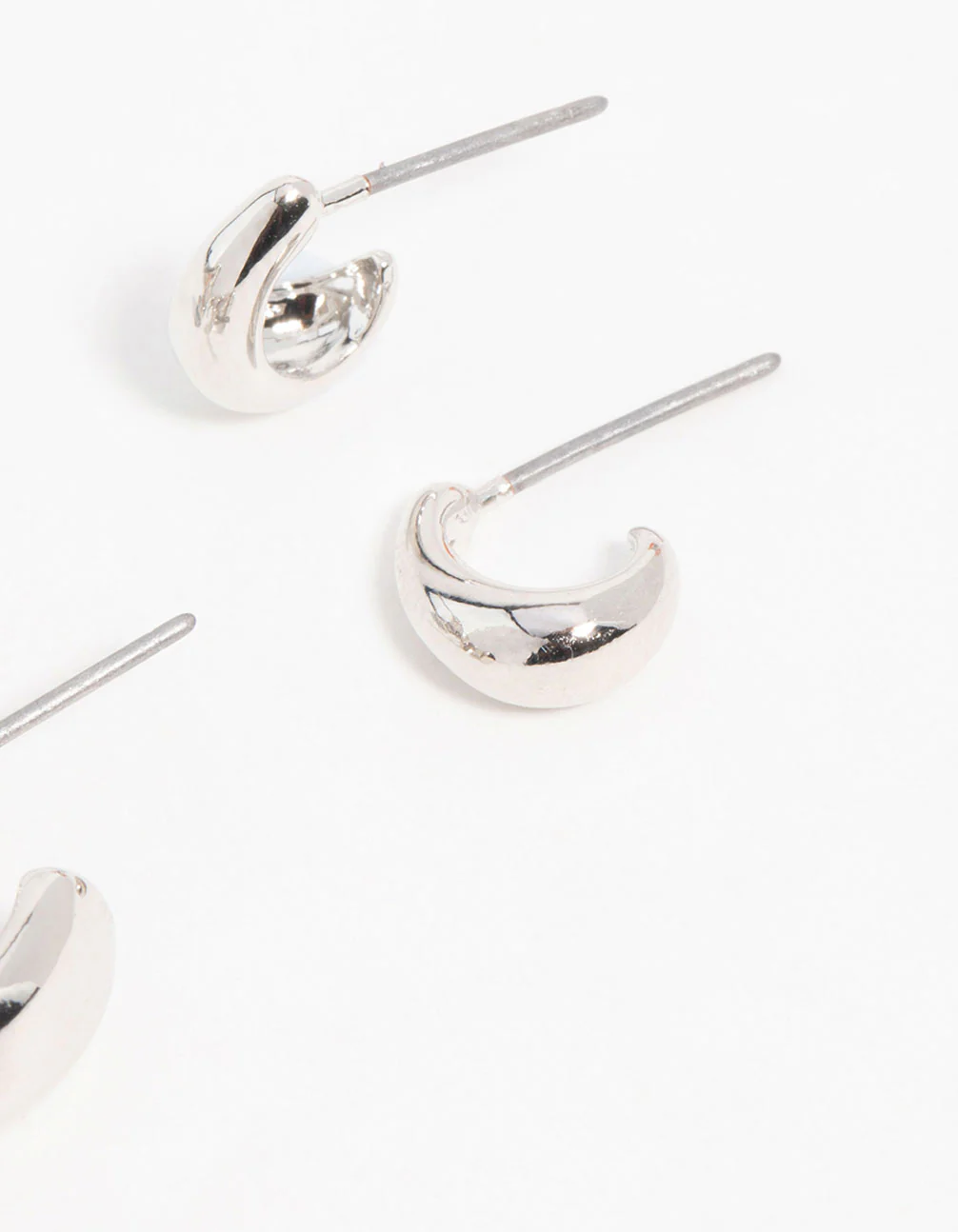 Silver Graduating Simple Hoop Earrings 3-Pack - Image 3