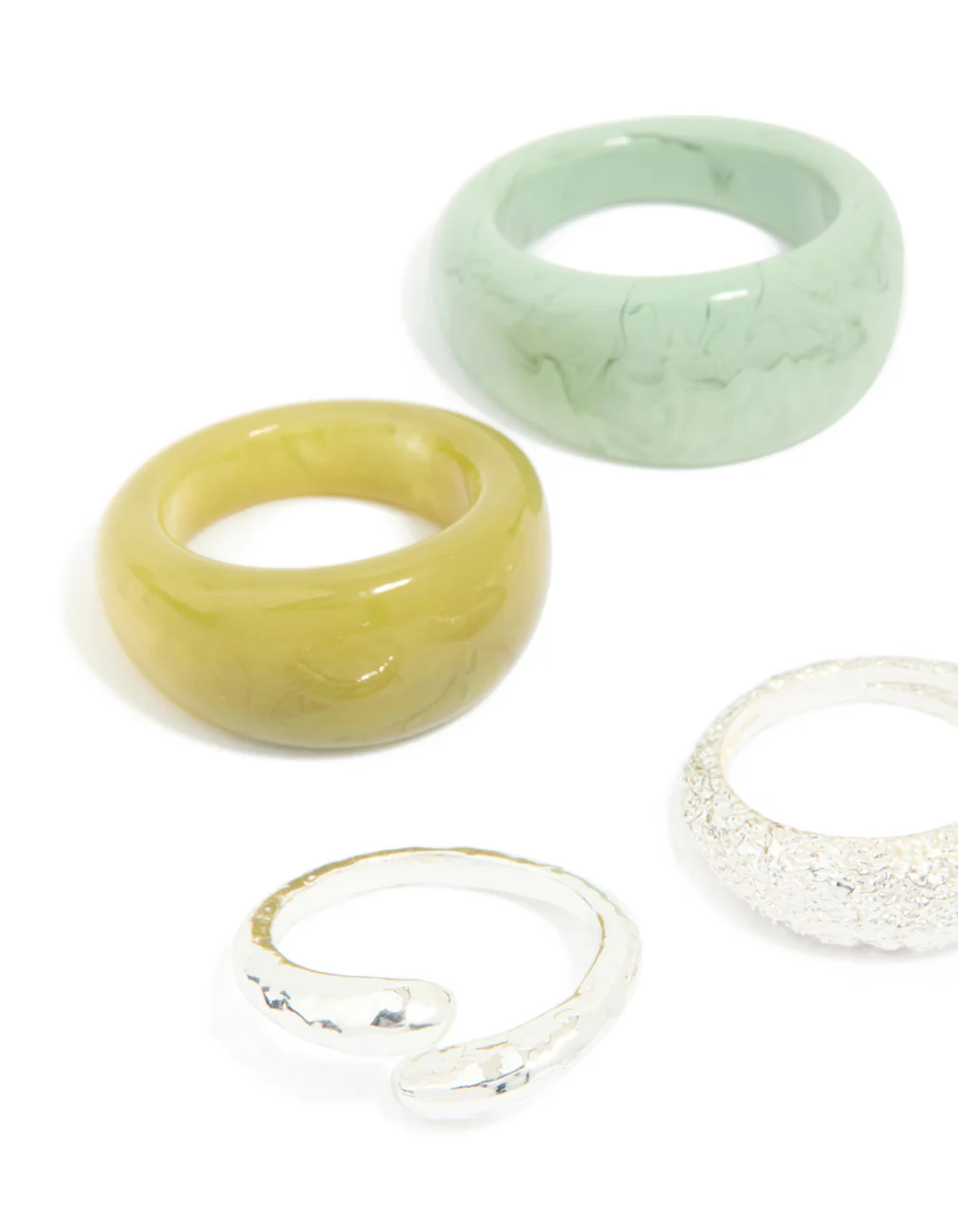 Silver Acrylic Bubble Stacking Rings 5-Pack - Image 2