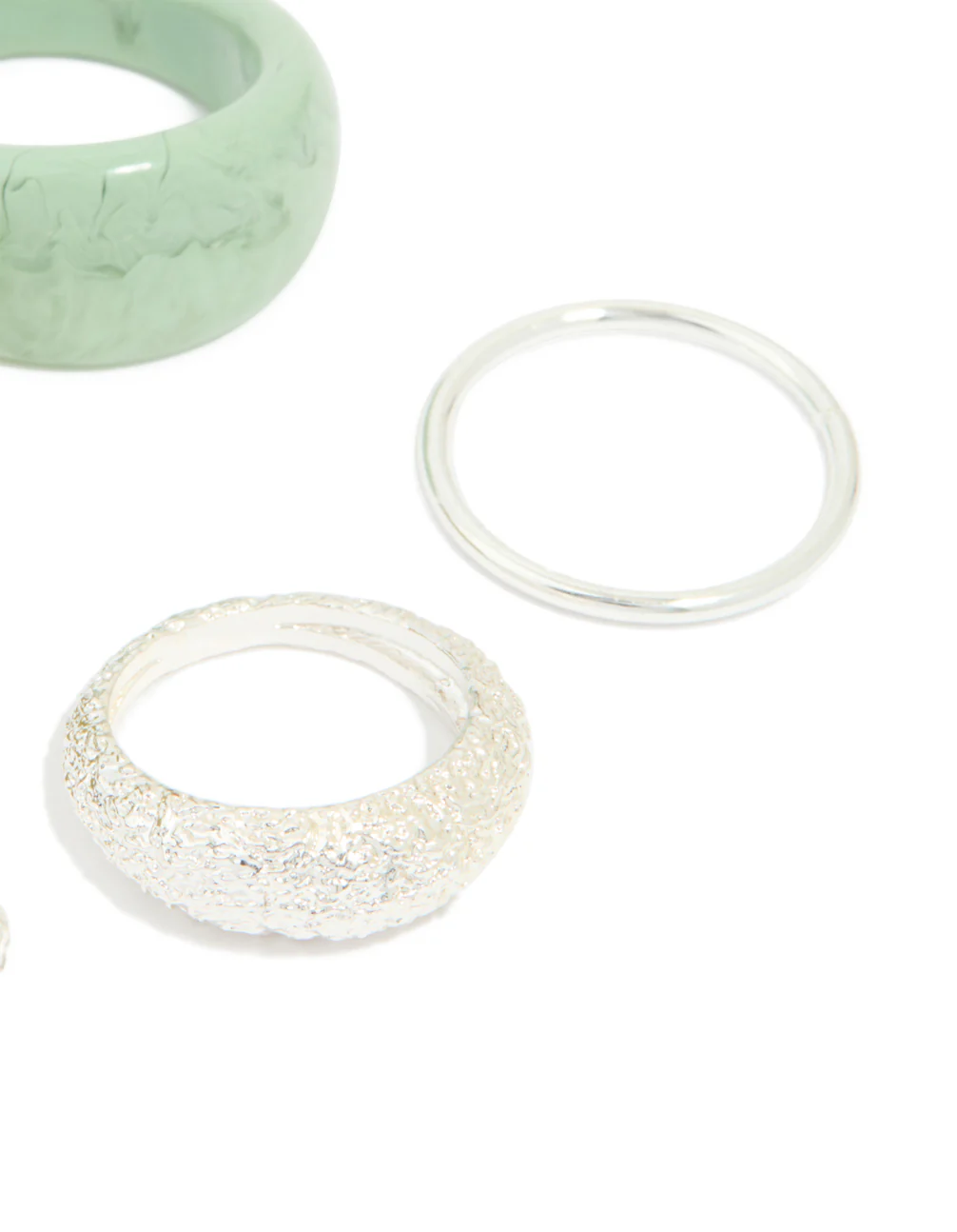 Silver Acrylic Bubble Stacking Rings 5-Pack - Image 3