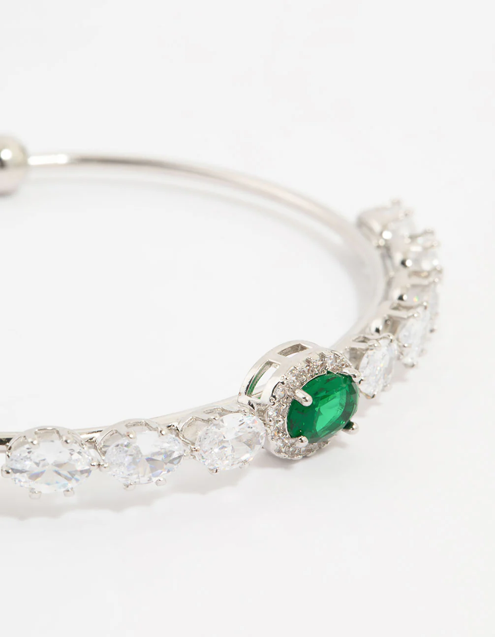 Silver Green Cubic Zirconia Marquise Wrist Cuff - Image 2