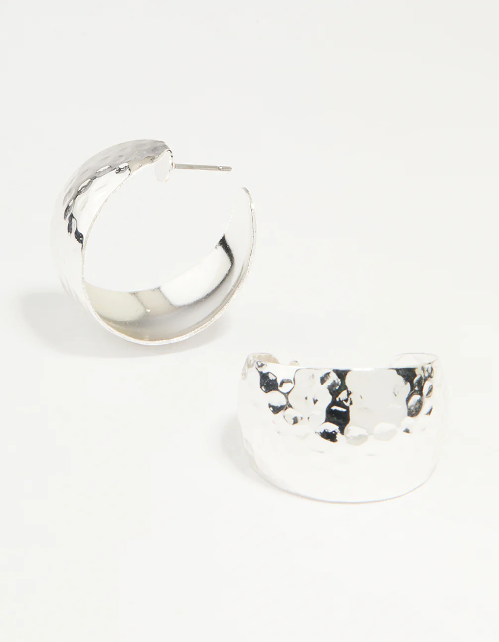 Silver Hammered Bubble Hoop Earrings