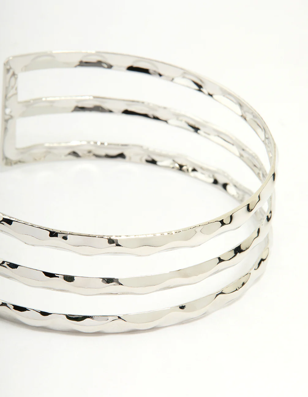 Silver Hammered Layered Arm Cuff - Image 2